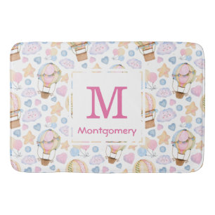 Tapis De Bain Monogramme Motif d'aquarelle moelleuse à air chaud
