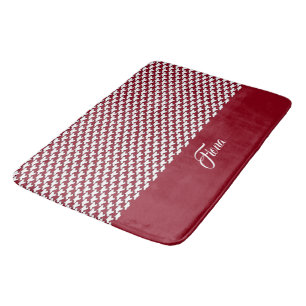 Tapis De Bain Monogramme motif de base rouge et blanc