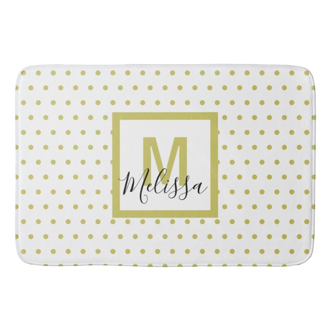Tapis De Bain Monogramme Motif du cercle d'or blanc moderne (Devant)