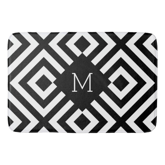 Tapis De Bain Monogramme noir et blanc (Devant)