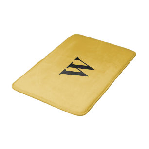 Tapis de bain monogramme noir jaune maïs