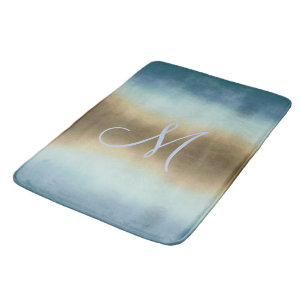 Tapis De Bain Monogramme Ombre Brown Blue Pastels