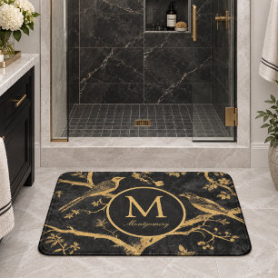 Tapis De Bain Monogramme Or Noir 
