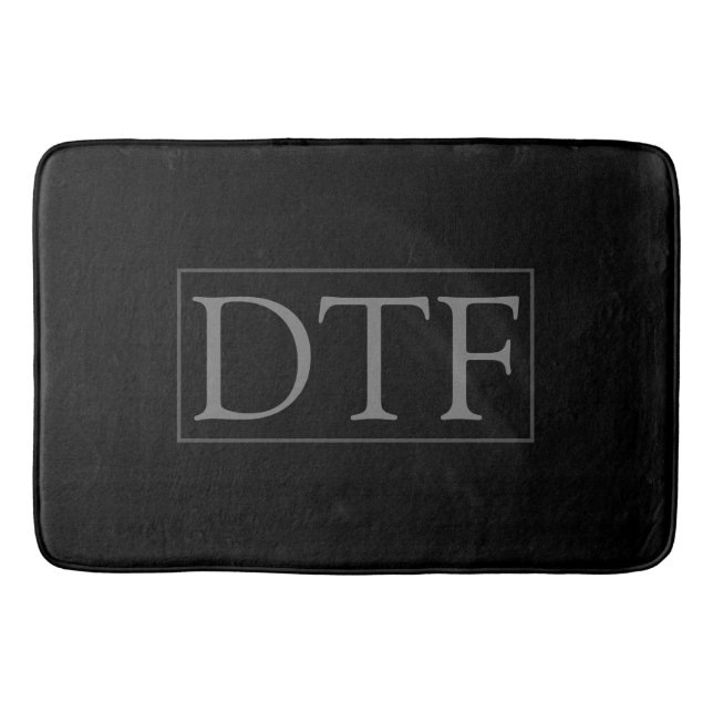 Tapis De Bain Monogramme ou nom DIY, Classique Noir avec Texte G (Devant)