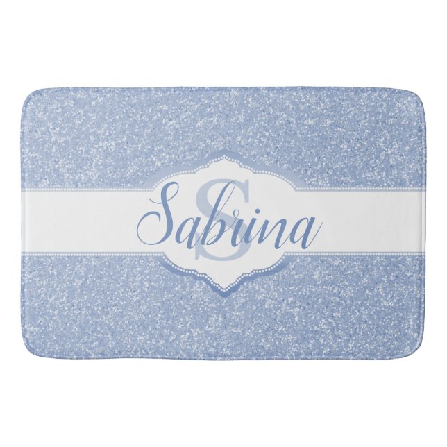 Tapis De Bain Monogramme Parties scintillant bleu ciel (Devant)