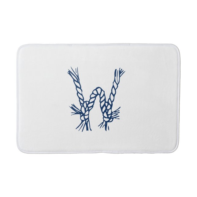 Tapis De Bain Monogramme personnalisé bleu blanc (Devant)