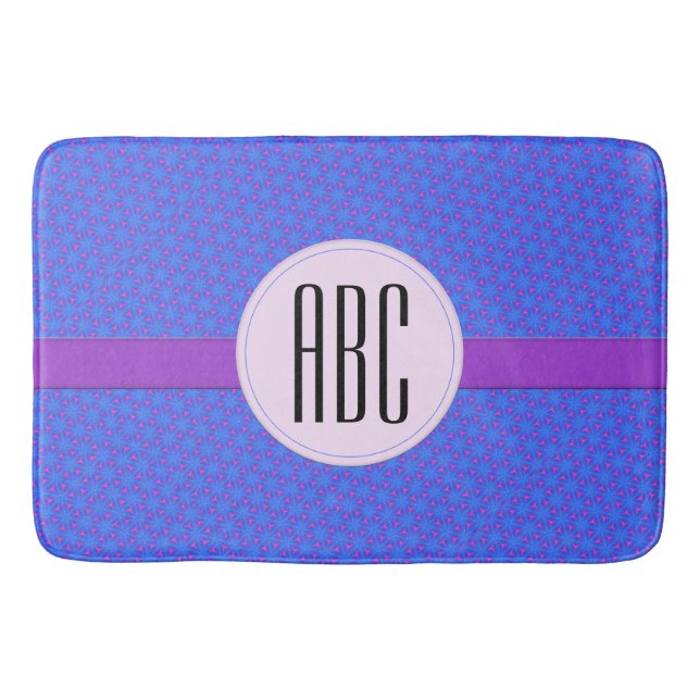 Tapis De Bain Monogramme personnalisé bleu violet (Devant)