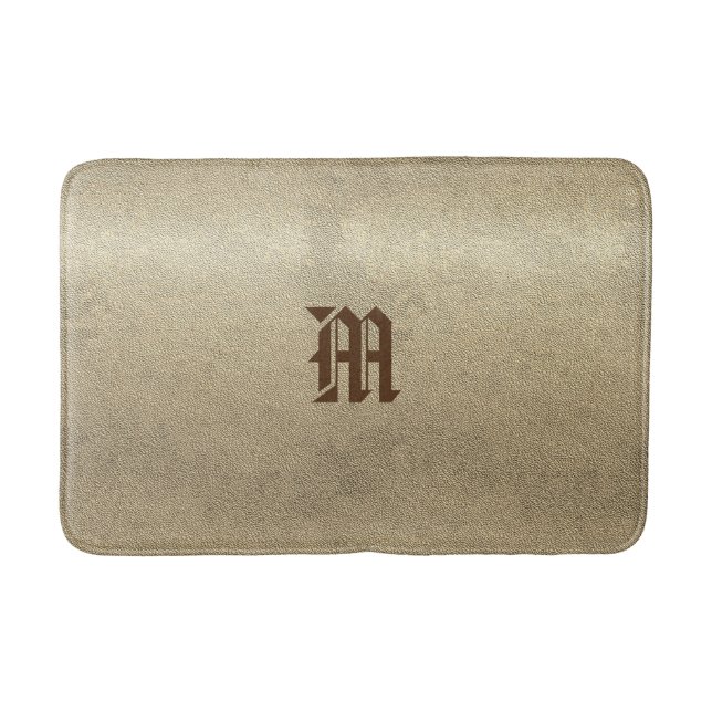 Tapis De Bain Monogramme personnalisé Chic Gold Look (Devant)