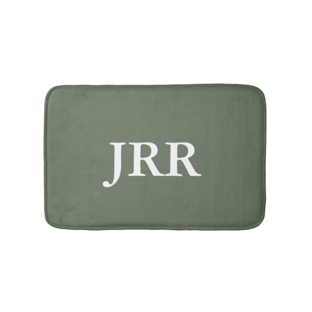 Tapis De Bain Monogramme personnalisé Deep Lichen Green (Devant)