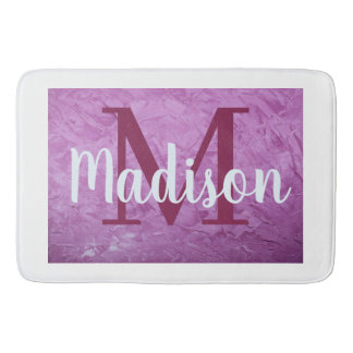 Tapis De Bain Monogramme personnalisé en marbre violet personnal