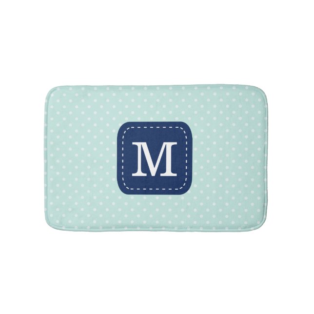 Tapis De Bain Monogramme personnalisé Motif point Polka à la men (Devant)