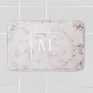 Tapis De Bain Monogramme Personnalisé Rose Gold Marble