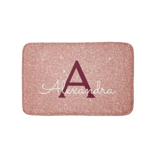 Tapis De Bain Monogramme Rose de Parties scintillant d'huile de