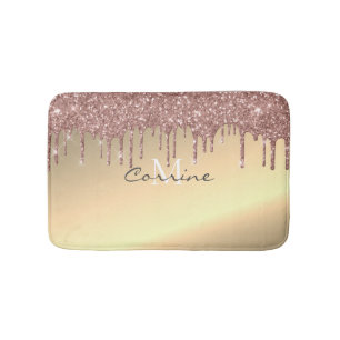 Tapis De Bain Monogramme Rose métallique Gold + 14K Parties sci