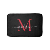 Monogramme rouge bordeaux noir moderne Élégant Scr