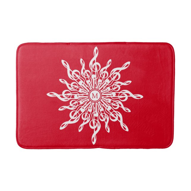 Tapis De Bain Monogramme rouge de Noël G-Clef Snowflake (Devant)