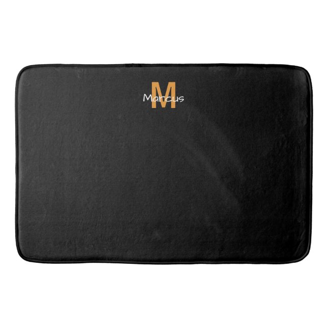 Tapis De Bain Monogramme urbain noir chic (Devant)