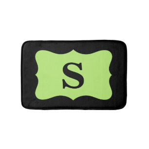 Tapis De Bain Monogramme vert clair noir Accueil initial Décor