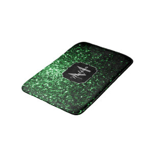 Tapis De Bain Monogramme vert foncé faux parties scintillant sci