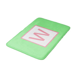 Tapis De Bain Monogramme Vert Menthe Rose Pastel