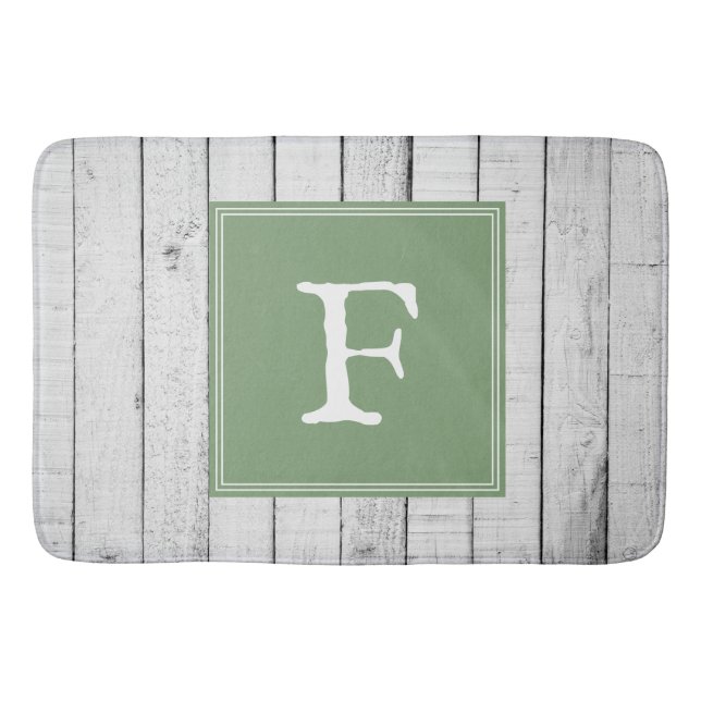 Tapis De Bain Monogramme vert rustique (Devant)