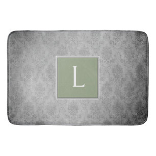 Tapis De Bain Monogramme Vintage vert Damas Mat