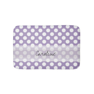 Tapis De Bain Monogramme violet blanc tendance Motif de point Po