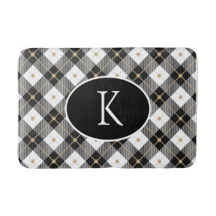 Tapis De Bain Monogrammed Black White Gold