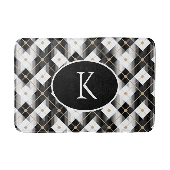 Tapis De Bain Monogrammed Black White Gold (Devant)
