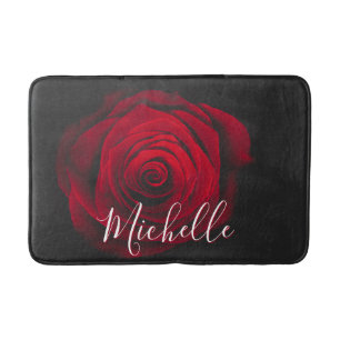 Tapis De Bain Monographie personnalisée rose rouge photo vintage