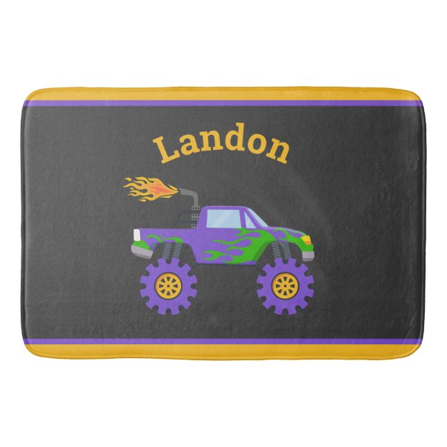 Tapis De Bain Monster Truck Budget Nom personnalisé Enfants (Devant)