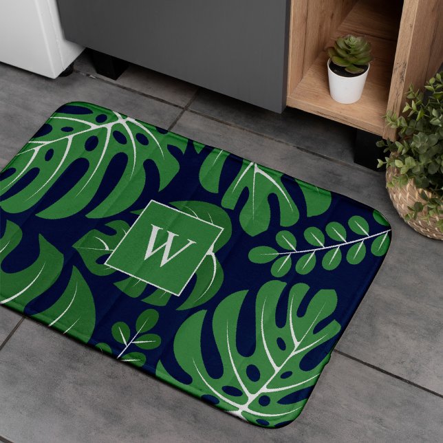 Tapis De Bain Monstera Feuilles Monogramme (Créateur téléchargé)
