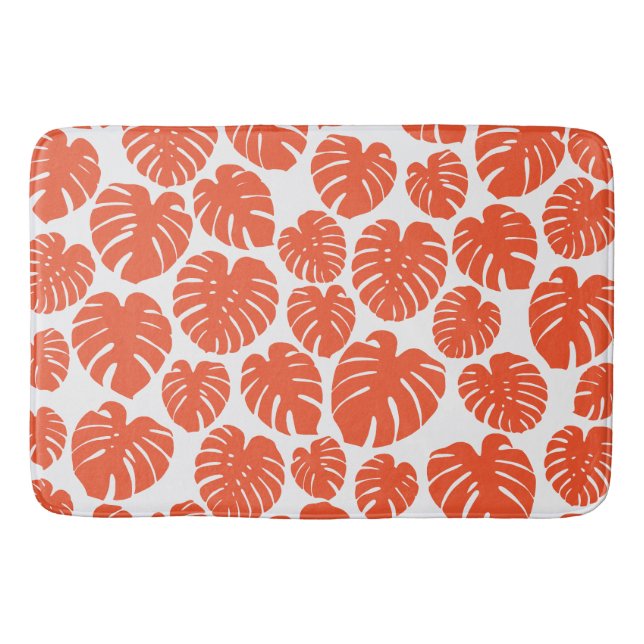 Tapis De Bain Monstera - Orange et blanc (Devant)