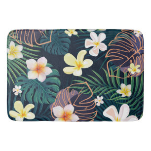 Tapis De Bain Monstère tropicale fleurs de plumeria feuille