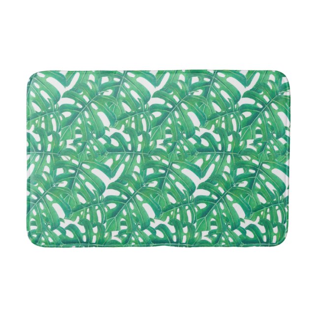 Tapis De Bain Monstère verte tropicale feuille motif (Devant)
