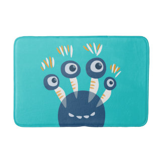 Tapis De Bain Monstre bleu mignon de bande dessinée avec quatre