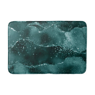 Tapis De Bain Moody Agate   Turquoise Vert Malachite Riche Joyau
