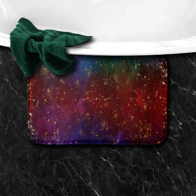 Tapis De Bain Moody Ombre | Psychedélique Grunge Gold Stardust (Créateur téléchargé)