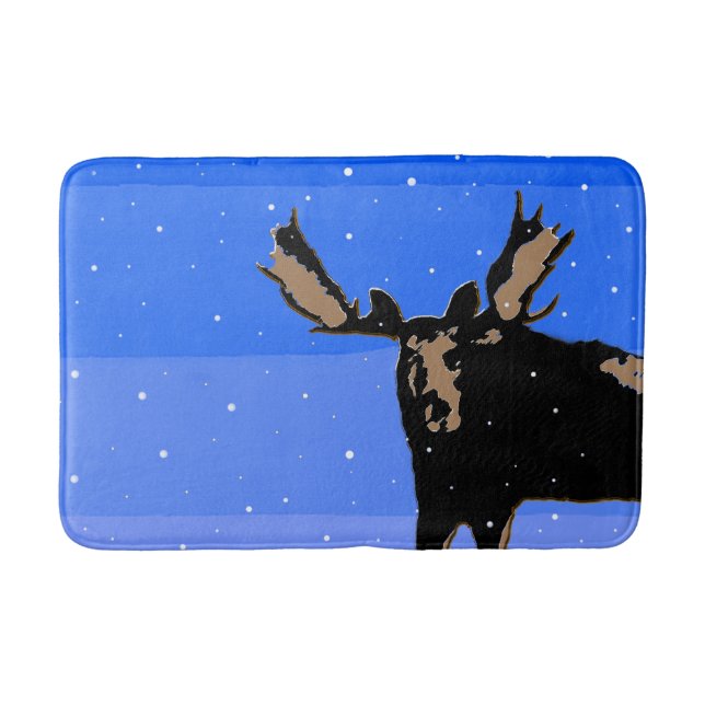 Tapis De Bain Moose en hiver - Art original de la faune (Devant)