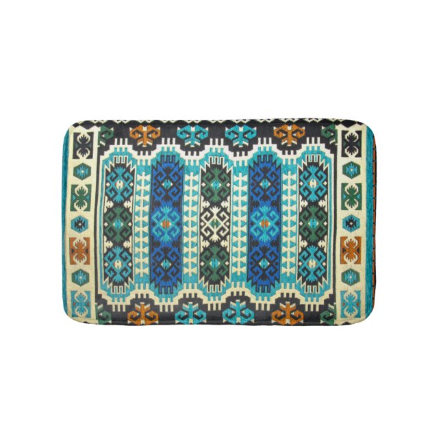 Tapis De Bain Moquette orientale turque persane bleu vert (Devant)