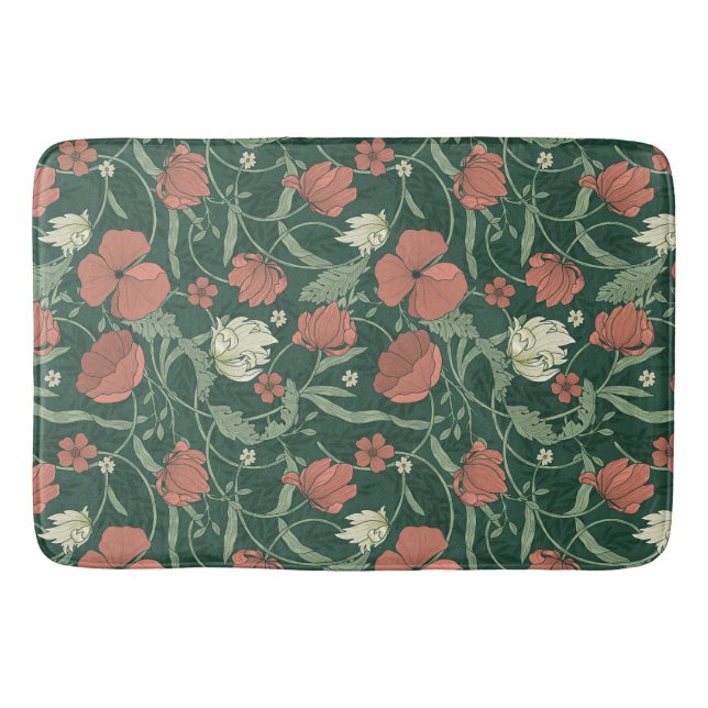 Tapis De Bain Morris Garden Vert & Rouge Floral (Devant)