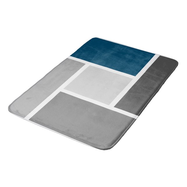 Tapis De Bain Mosaic moderne Turquoise blanc et gris (Angle)