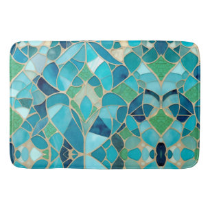 Tapis De Bain Mosaïque Abstraite turquoise