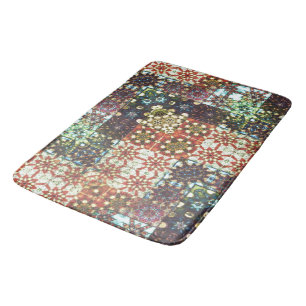 Tapis De Bain mosaïque de kaléidoscope opaque de couleur vintage