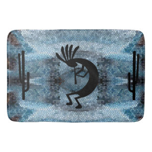 Tapis De Bain Mosaïque de Kokopelli Sud-Ouest du désert Bleu