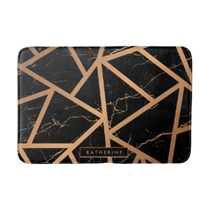 Tapis De Bain Mosaïque de marbre noir et doré