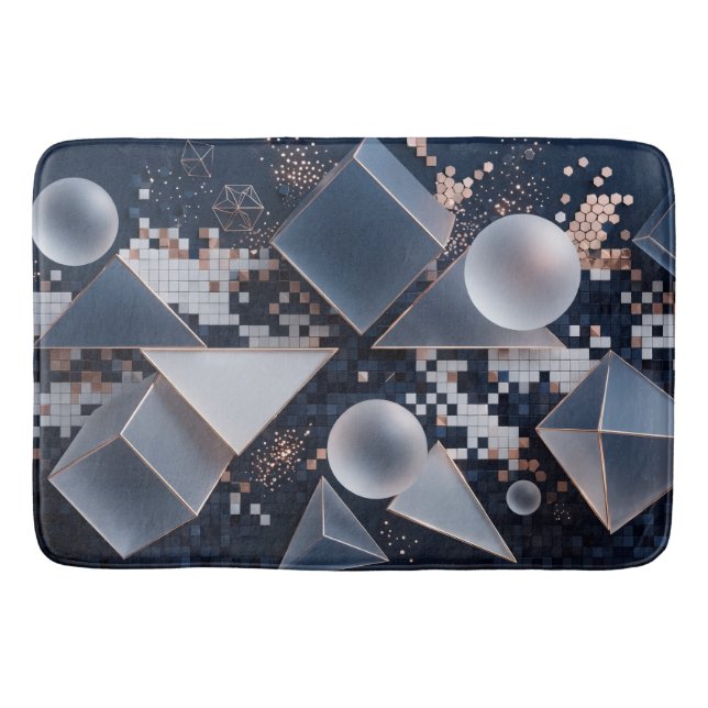 Tapis De Bain Mosaïque de Noël abstraite futuriste 3D (Devant)