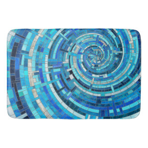 Tapis De Bain Mosaïque de spirale bleue