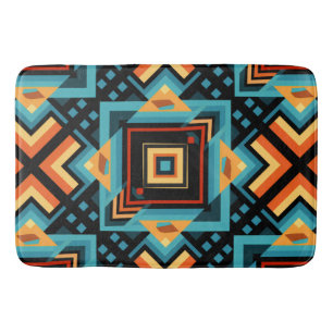 Tapis De Bain Mosaïque décorative bleu jaune orange