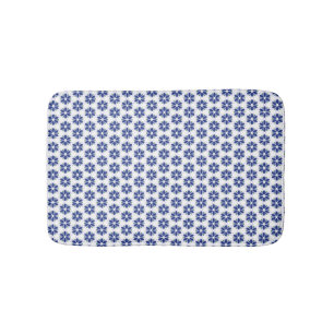 Tapis De Bain Mosaïque florale bleu marine